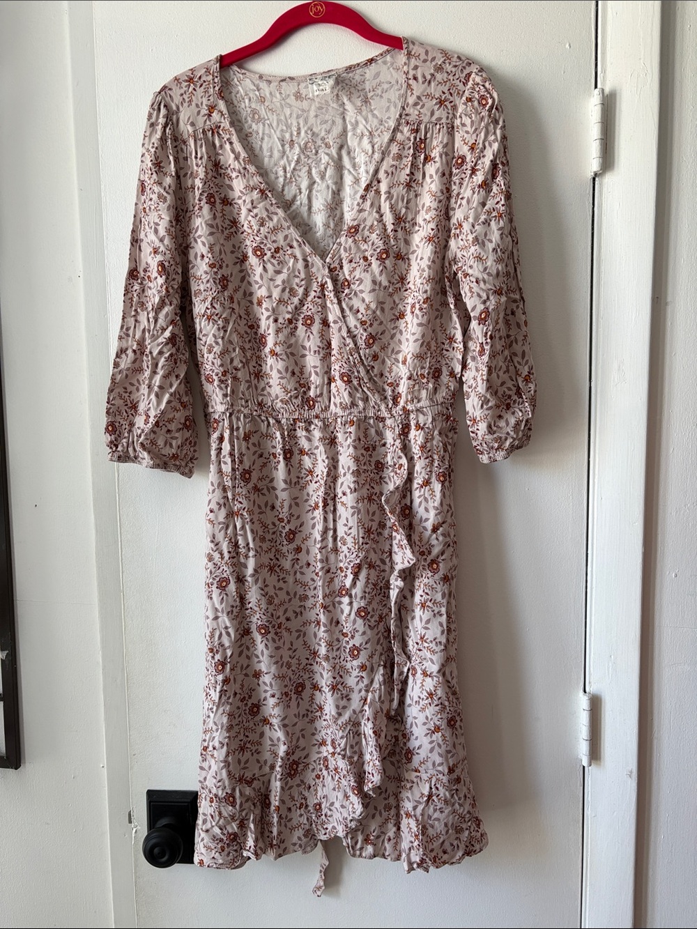 NAIF Cream Floral Wrap Dress with Rust Floral Print